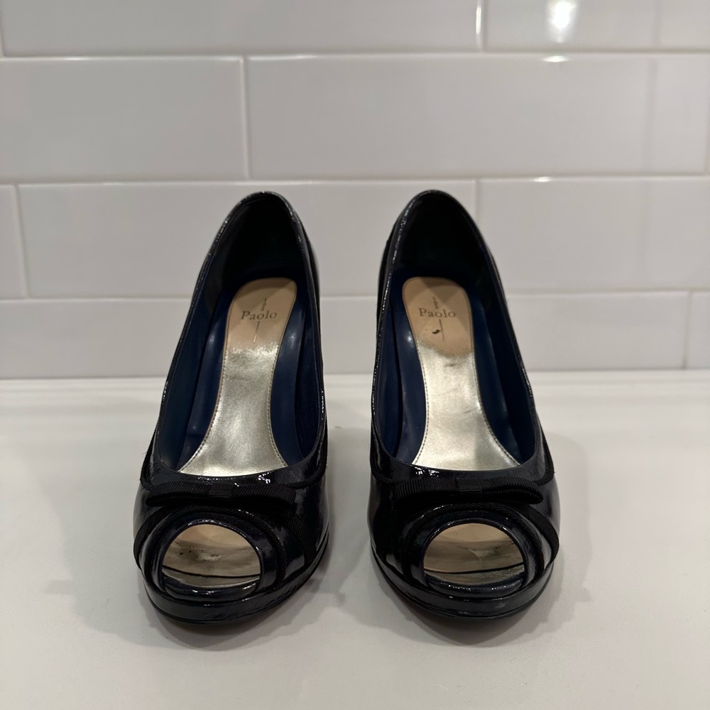 Paolo Peep Toe Patent Heels